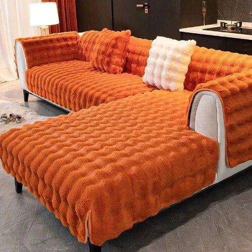 Rabbit Velvet Sofa Cover Three-Dimensional Warm Living Room Sofa Back Cushion