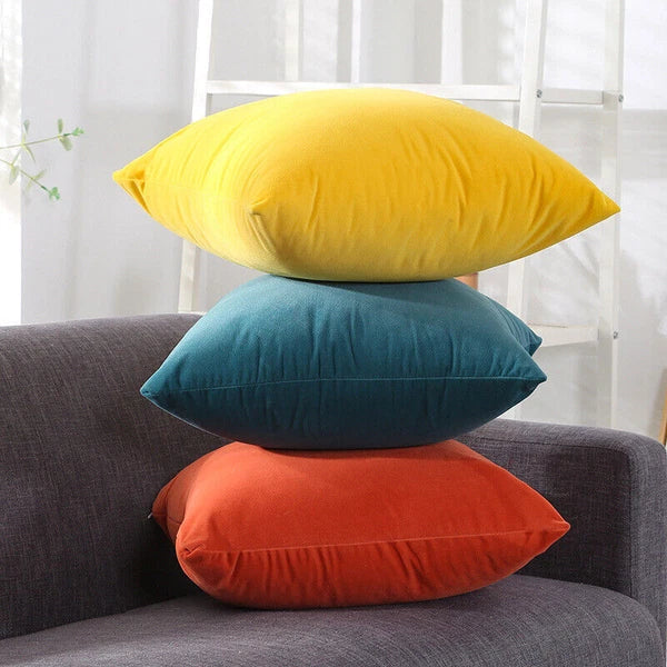 2 X Throw Pillowcase Velvet Cover Solid Square Soft for Couch Bed Sofa