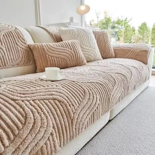 Cream Style Straight Row Cushion Cover Cloth Towel Thickened Plush Sofa Cushion