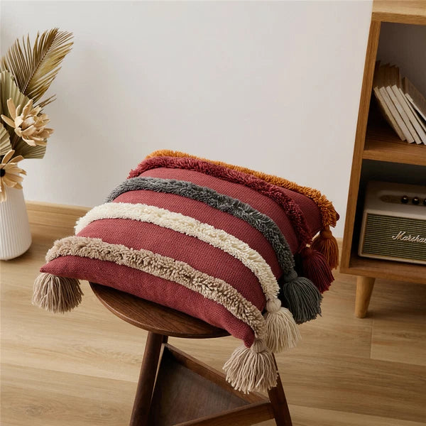 Tassel Knitted Cushion Cover Square Pillowcase Pillow Covers Sofa Bed Home Decor