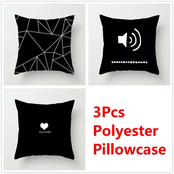 geometric Love Home Pillowcase Sofa Bed Cushion Cover by - Set of 3