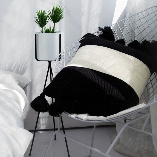 Knitted With Tassel Throw Pillowcase Sofa Office Bed Waist Cushion Pillow Cover