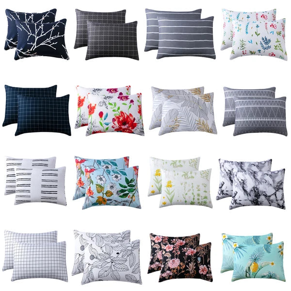 Boho Floral Theme Pillowcase Cover Home Sofa Cushion Cover Set of 2 Pillow Cases