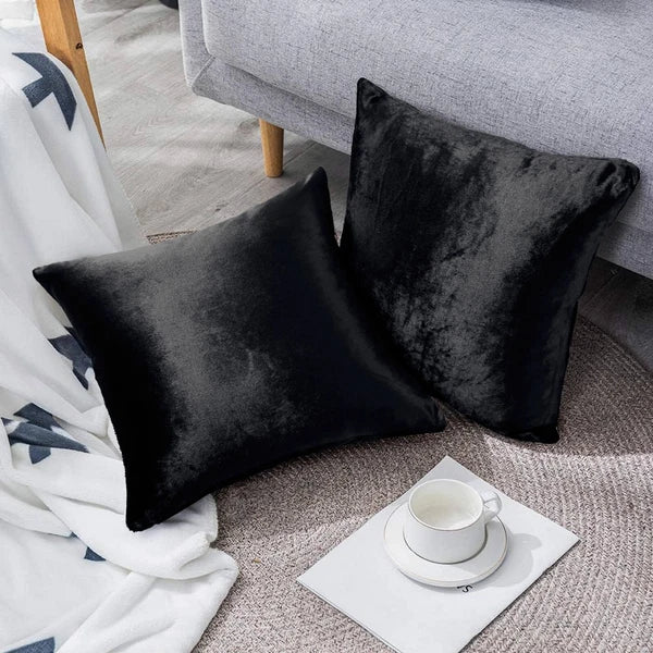 Pack of 4 Plush Velvet Cushion Covers Extra Soft Sofa Throw Pillow Cases 17"x17"