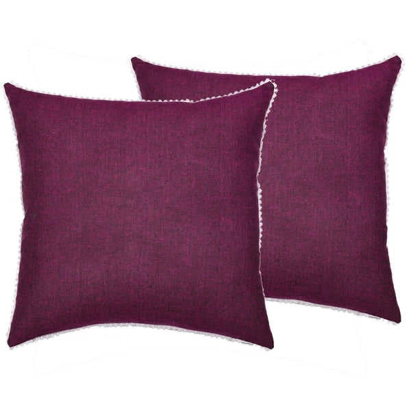 Pillow Covers Cotton Throw Cushion Case Cover Sofa Home Decor Solid with Lace-S2