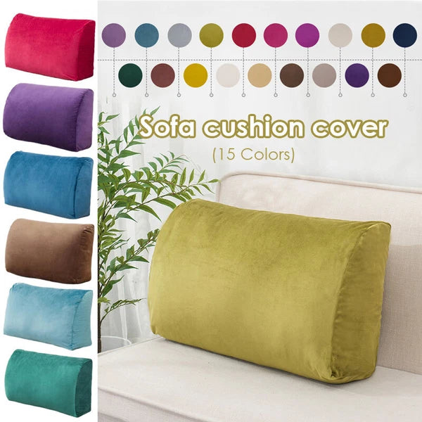 Sofa Triangle Back Cushion Cover Soft Velvet Bed Headboard Backrest Pillow Case