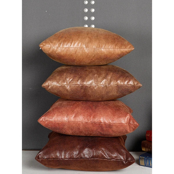 Retro Luxury Faux PU Leather Pillow Case Cushion Cover Throw Sofa Bed Home Decor