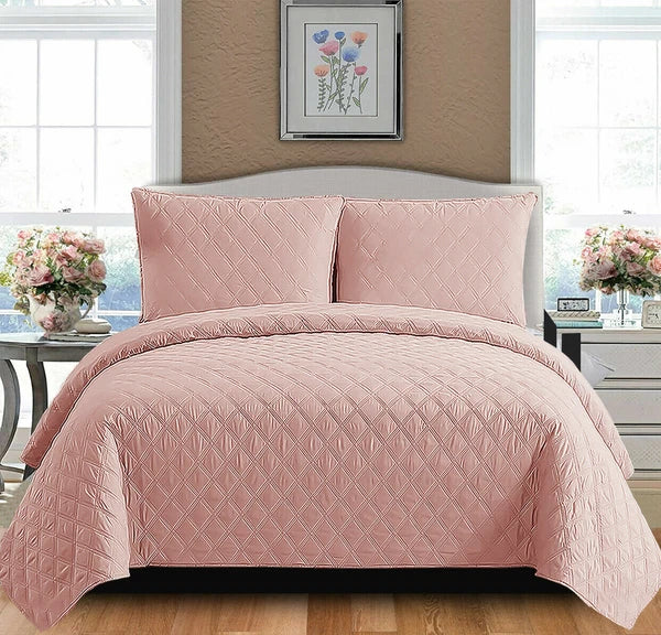 Luxury Embossed Quilted Bedspread Sofa Throw & Pillowcase Double King Bed Set*