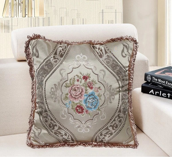 22x22" Classic Vintage Cushion COVER Jacquard Floral Sofa Home Decor Pillow Case