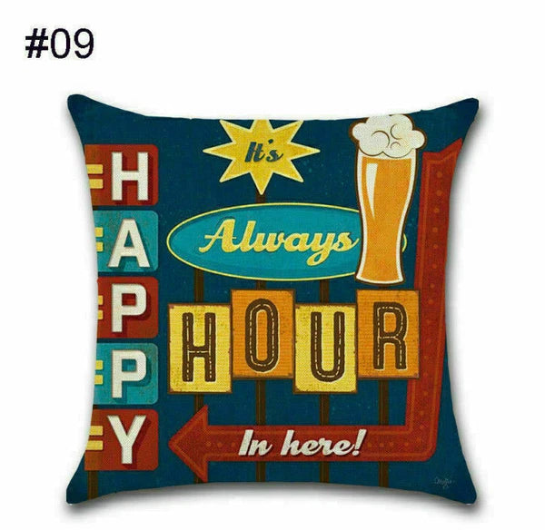 Cover Cushion Pillow Throw Case Vintage Bottle Beer Sofa Wine