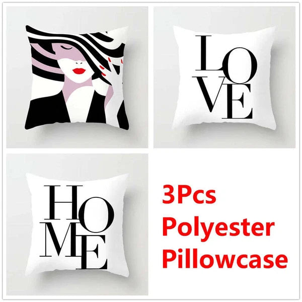 geometric Love Home Pillowcase Sofa Bed Cushion Cover by - Set of 3