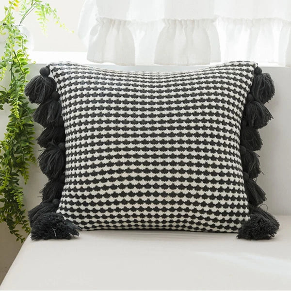 Knitted Tassel Thread Throw Cushion Cover Sofa Bed Office Pillowcase Pillow Case