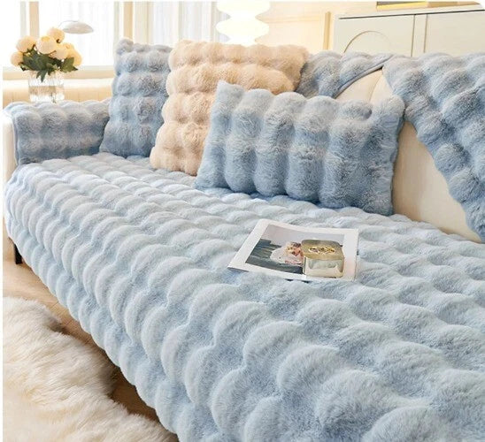 Rabbit Velvet Sofa Cover Three-Dimensional Warm Living Room Sofa Back Cushion