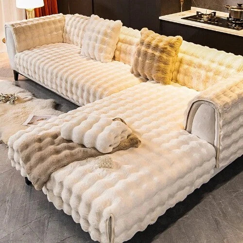 Rabbit Velvet Sofa Cover Three-Dimensional Warm Living Room Sofa Back Cushion