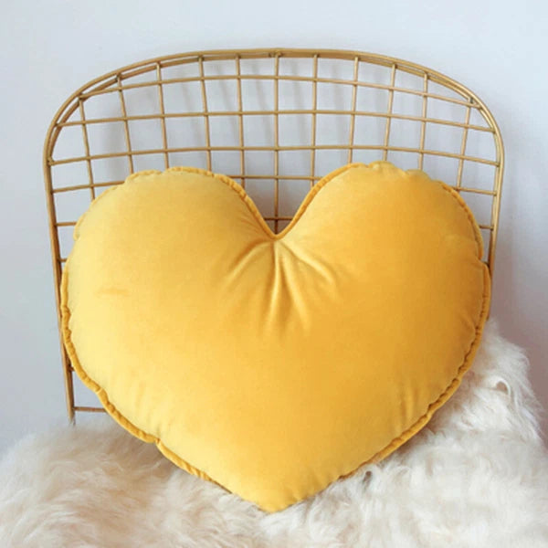 Heart Pillowcase Cushion Soft Velvet Pillow Sofa Chair Living Room Bed Decor
