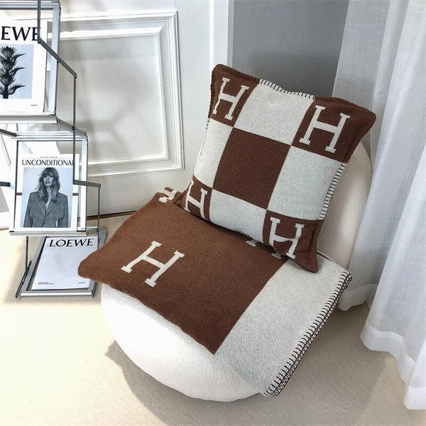 Cashmere Throw Pillow Wool Plaid Soft Warm Shawl Sofa Bedding Cushion Gift New