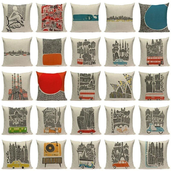 High Quality Cushion Cover Creative Building Car Printed Sofa Bed Chair Home