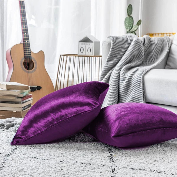 Pack of 4 Plush Velvet Cushion Covers Extra Soft Sofa Throw Pillow Cases 17"x17"
