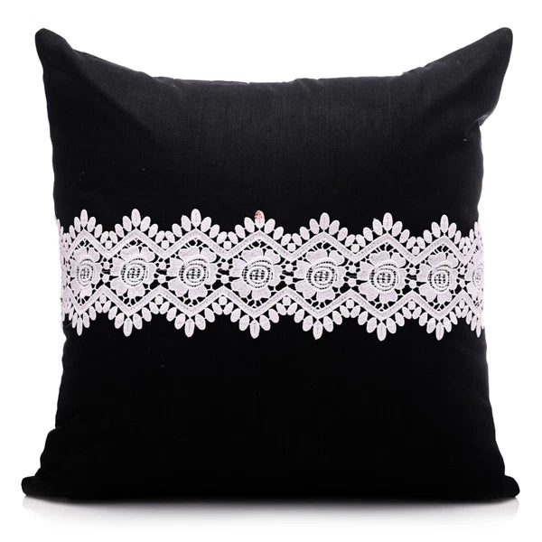 Home Decor Cushion Cover Sofa Decorative Throw Pillowcase Covers Solid with Lace