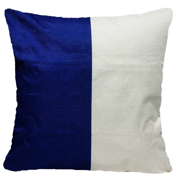Throw PILLOW COVER Linen Navy Blue Double-Sided Decorative Cushion Case 16x16"