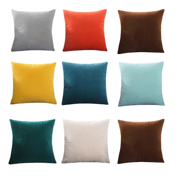 2 X Throw Pillowcase Velvet Cover Solid Square Soft for Couch Bed Sofa