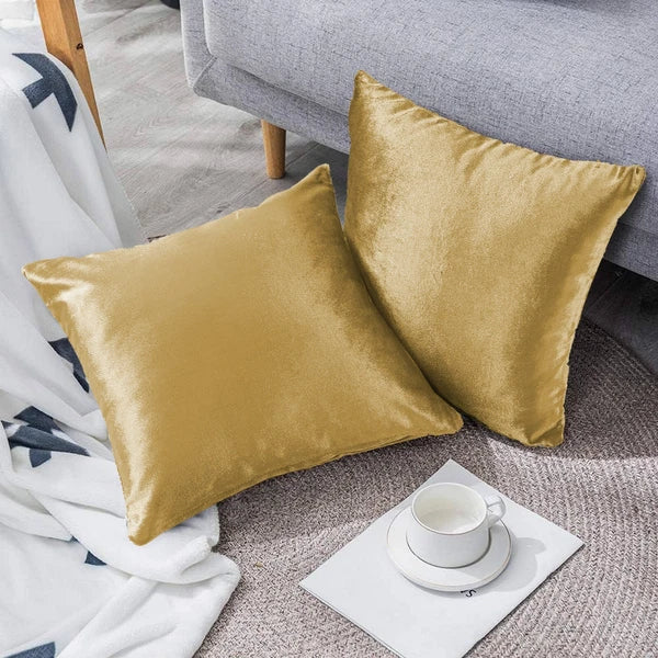Pack of 4 Plush Velvet Cushion Covers Extra Soft Sofa Throw Pillow Cases 17"x17"