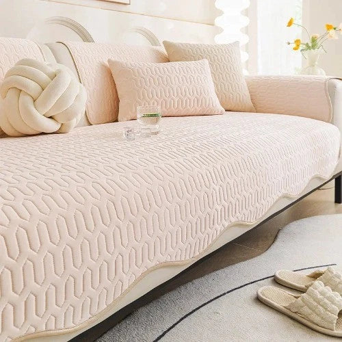 Solid Color Ice Silk Sofa Cushion Covers Universal Seat Pad Non-slip L Shaped
