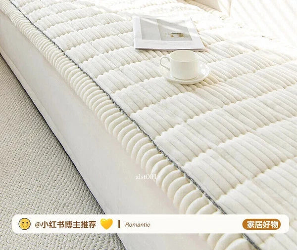 New Corduroy Quilted Sofa Towel Winter Warm Thickening Plush Cushion Couch Cover