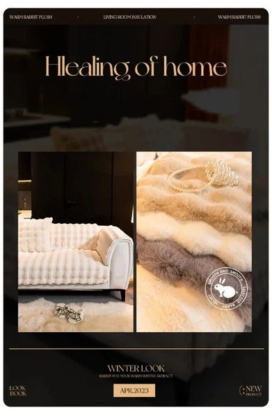Rabbit Velvet Sofa Cover Three-Dimensional Warm Living Room Sofa Back Cushion
