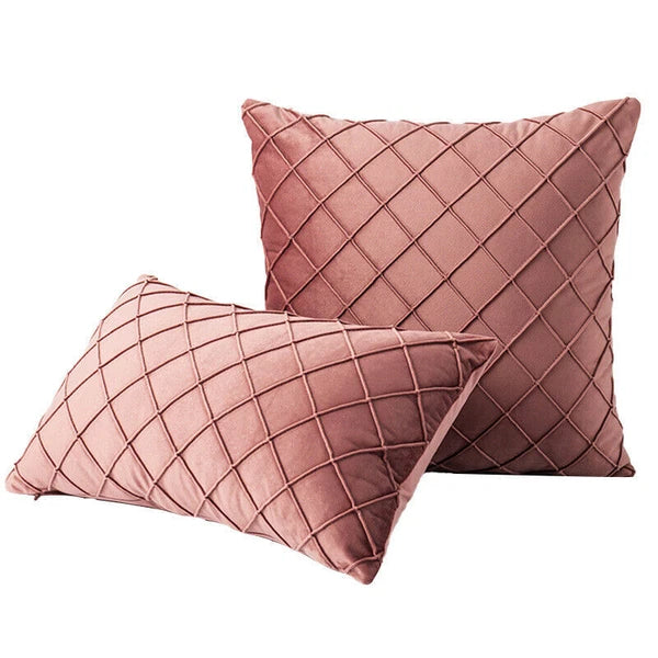 Velvet Check Cushion Cover Soft Pillow Case Sofa Bed Home Decor 18x18in 20x20in
