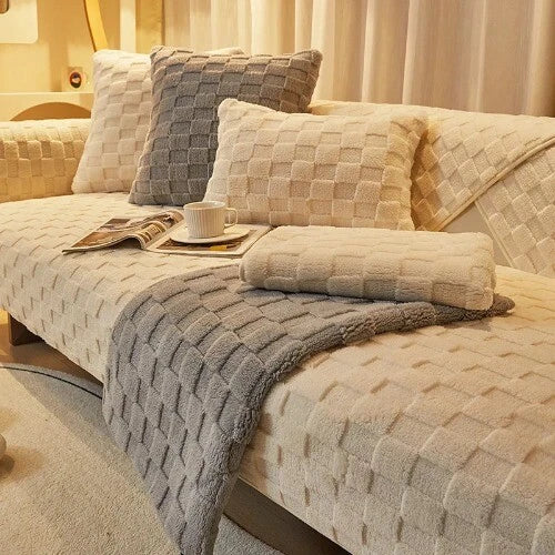 Plush Sofa Cushion Winter Nordic Non-Slip BackrestCover Towel Leather Sofa Cover