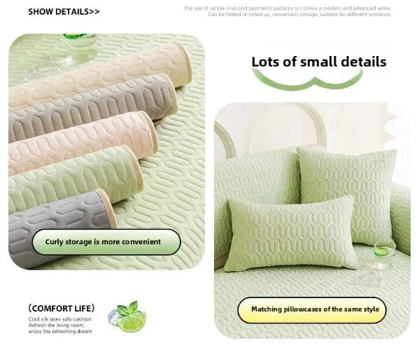 Solid Color Ice Silk Sofa Cushion Covers Universal Seat Pad Non-slip L Shaped