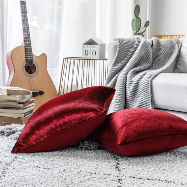 Pack of 4 Plush Velvet Cushion Covers Extra Soft Sofa Throw Pillow Cases 17"x17"