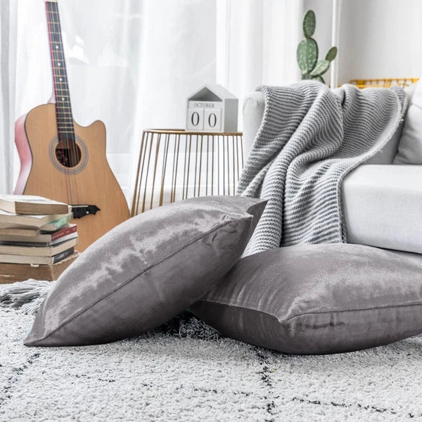 Pack of 4 Plush Velvet Cushion Covers Extra Soft Sofa Throw Pillow Cases 17"x17"