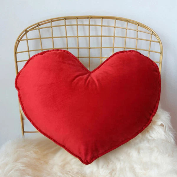 Heart Pillowcase Cushion Soft Velvet Pillow Sofa Chair Living Room Bed Decor