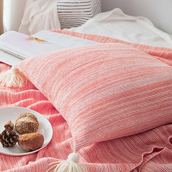 Tassel Cushion Cover Knitted Pillow Covers Pillowcase Sofa Throw Bed Home Decor