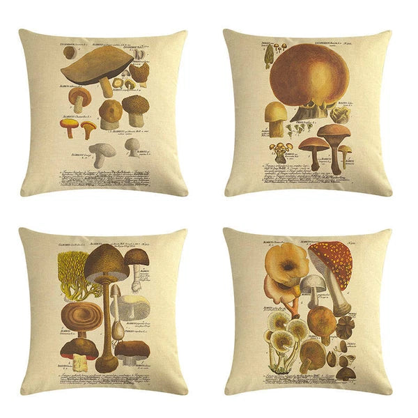Retro mushroom cushion cover sofa bed throw pillow case botanical almofada