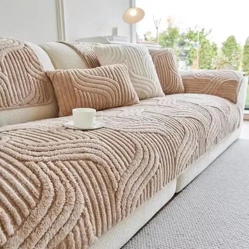 Cream Style Straight Row Cushion Cover Cloth Towel Thickened Plush Sofa Cushion