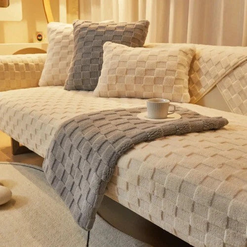 Plush Sofa Cushion Winter Nordic Non-Slip BackrestCover Towel Leather Sofa Cover