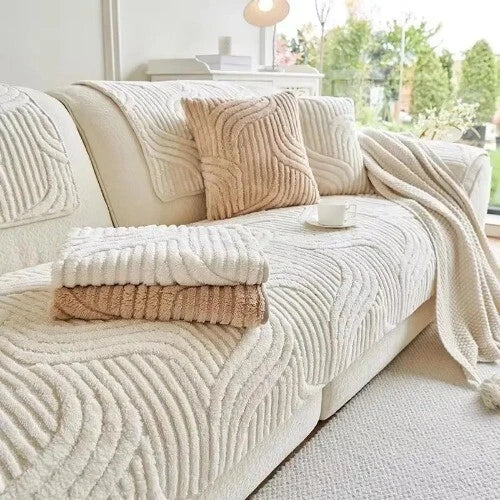 Cream Style Straight Row Cushion Cover Cloth Towel Thickened Plush Sofa Cushion