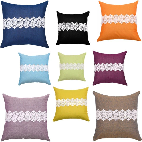 Home Decor Cushion Cover Sofa Decorative Throw Pillowcase Covers Solid with Lace