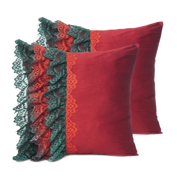Cushion Cover Throw Pillow Cases Ruffle Lace Soft Red Sofa Chair Bed Couch Cover