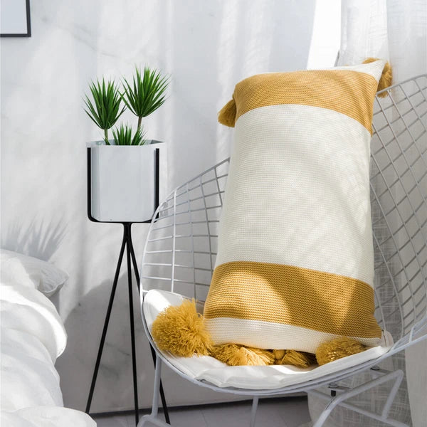 Knitted With Tassel Throw Pillowcase Sofa Office Bed Waist Cushion Pillow Cover
