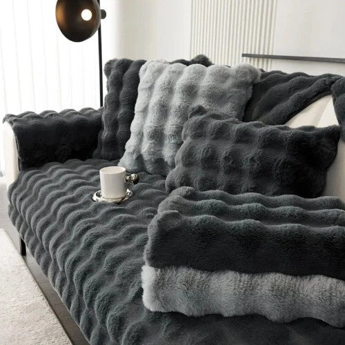 Rabbit Velvet Sofa Cover Three-Dimensional Warm Living Room Sofa Back Cushion