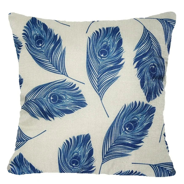 Throw PILLOW COVER Linen Navy Blue Double-Sided Decorative Cushion Case 16x16"