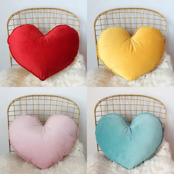 Heart Pillowcase Cushion Soft Velvet Pillow Sofa Chair Living Room Bed Decor