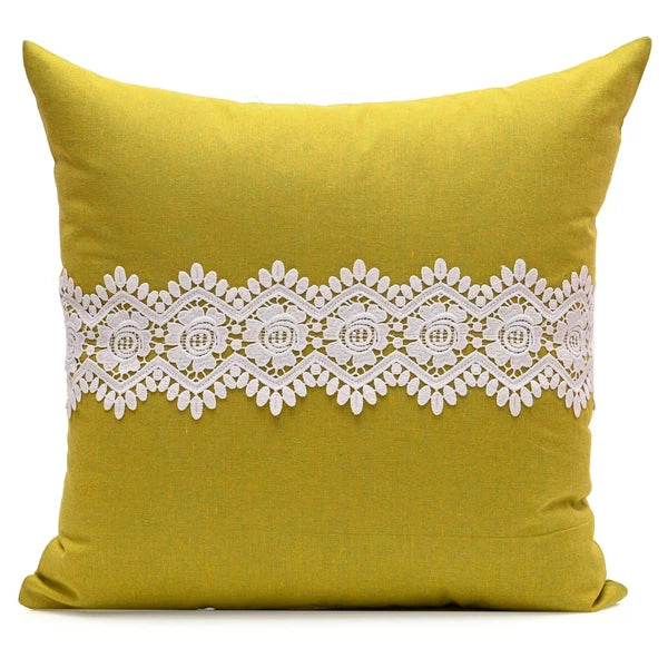 Home Decor Cushion Cover Sofa Decorative Throw Pillowcase Covers Solid with Lace