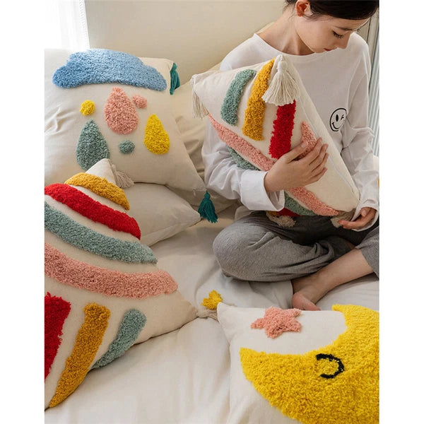 18"x 18" Cotton Canvas Throw Pillow Covers Sofa Cushion Cover Decorative For Kid