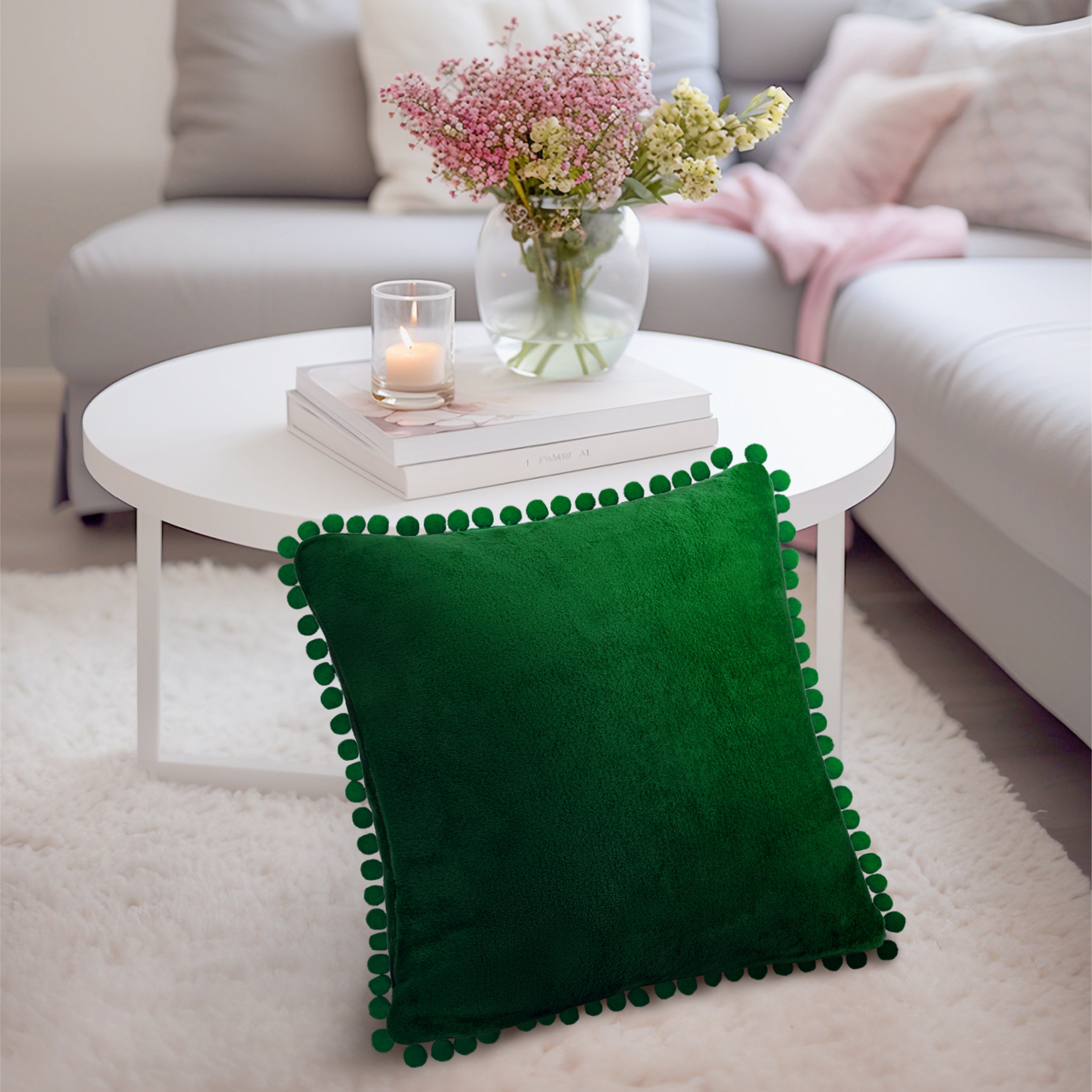 Throw Pillow Covers Set of 2 Sofa Decor POM POM Cushion Case 2 Sizes with Zipper