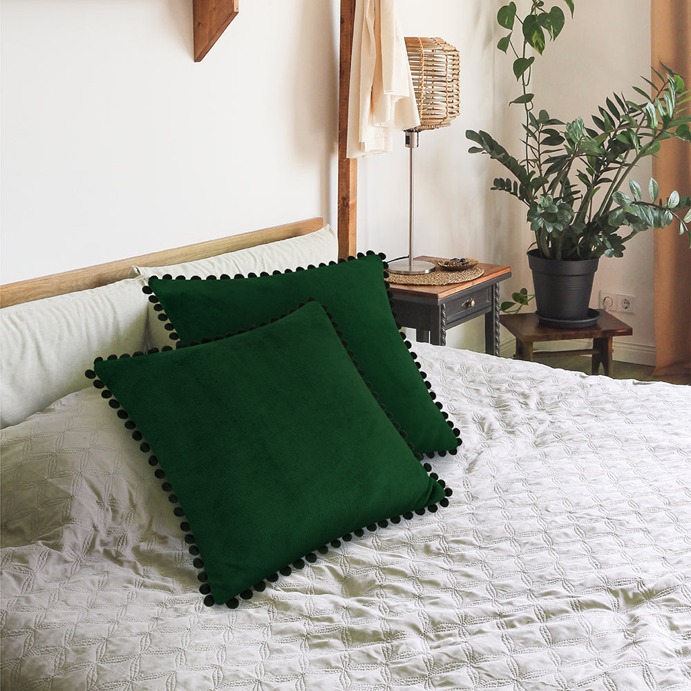 Throw Pillow Covers Set of 2 Sofa Decor POM POM Cushion Case 2 Sizes with Zipper
